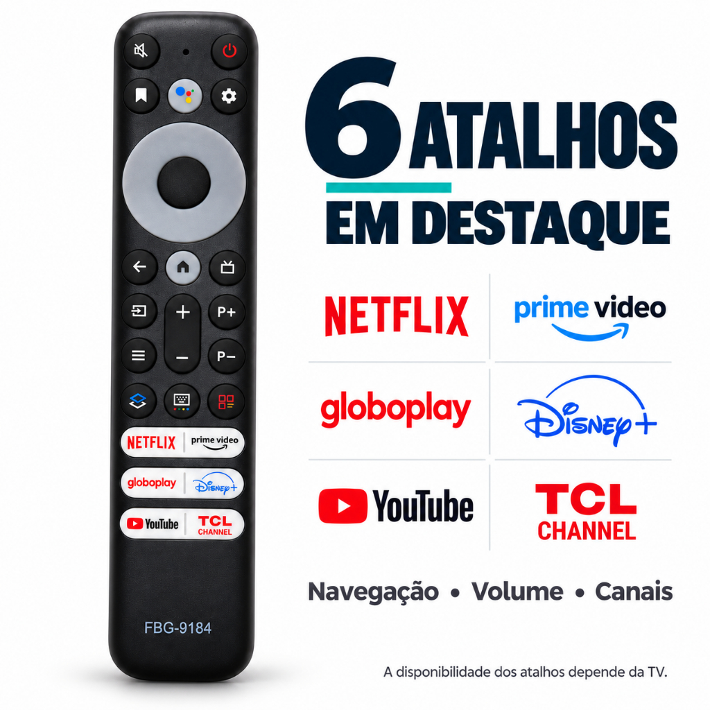Controle Remoto Para TV TCL Smart RC902V Netflix YouTube Globoplay — imagem 2 de 2