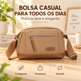 Bolsa Feminina de Ombro e Transversal Pequena em Nylon Casual para Passeios e Uso Diário