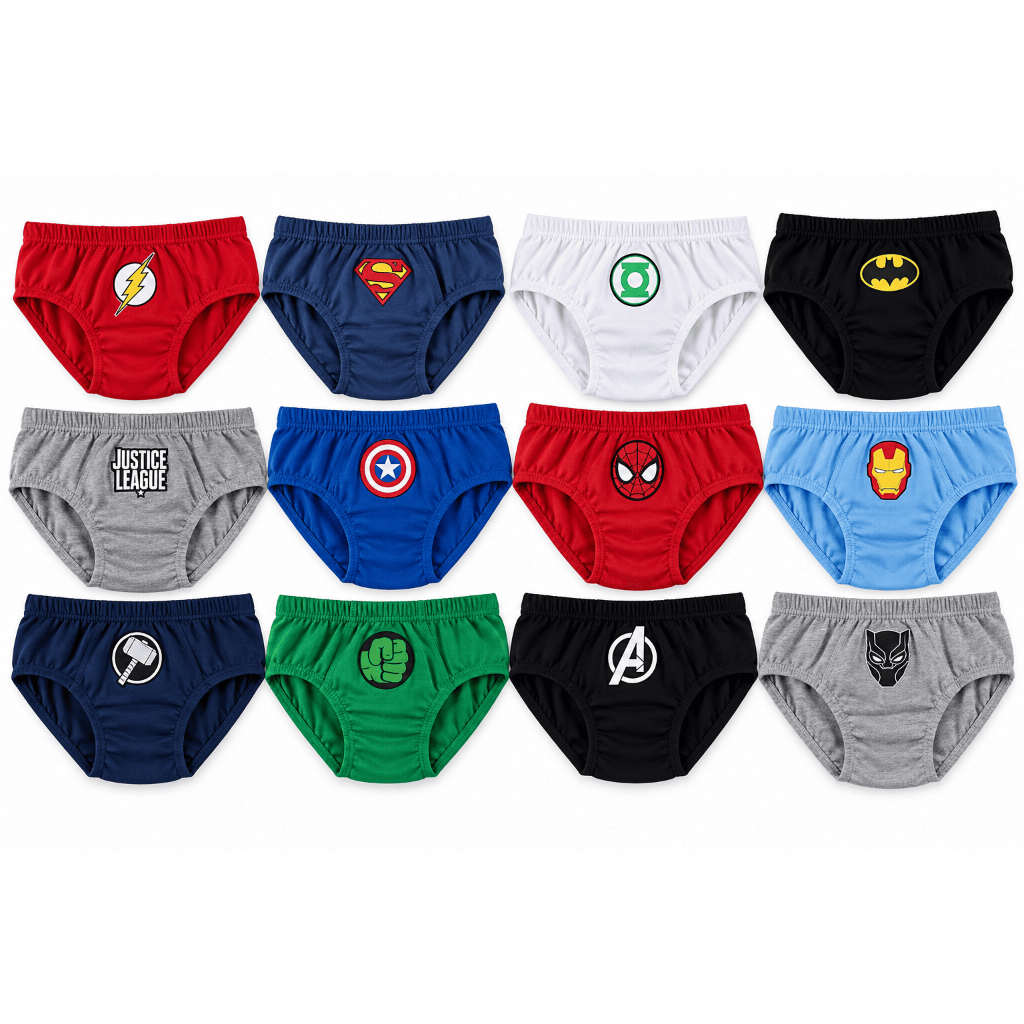 Kit 6 Cueca Infantil Slip 100% Algodão Menino Estampas Sortidas
