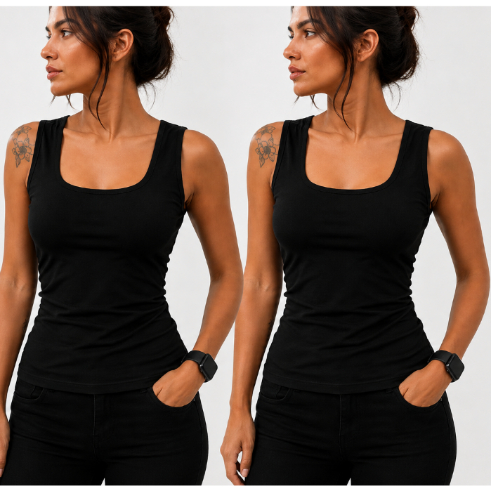 Kit 2 Blusas Regata Feminina Alça Grossa Poliamida Com Elastano Premium Básica Confortável Blusinha Tendencia 2026