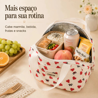 Bolsa Térmica Feminina 6,5L com Forro de Alumínio para Marmita Lanches Bebidas Trabalho Escola Piquenique