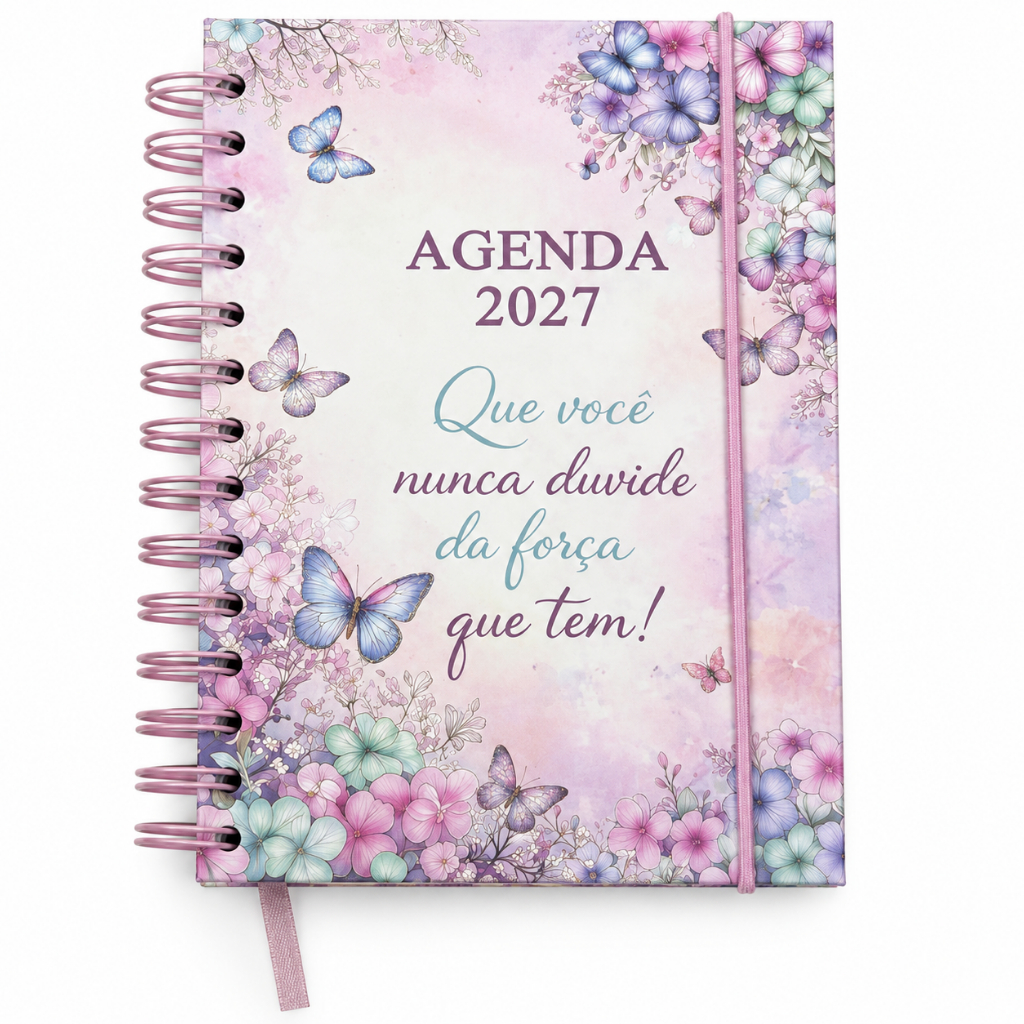Agenda 2027 Feminina Diária executivo Capa Dura Espiral Borboleta
