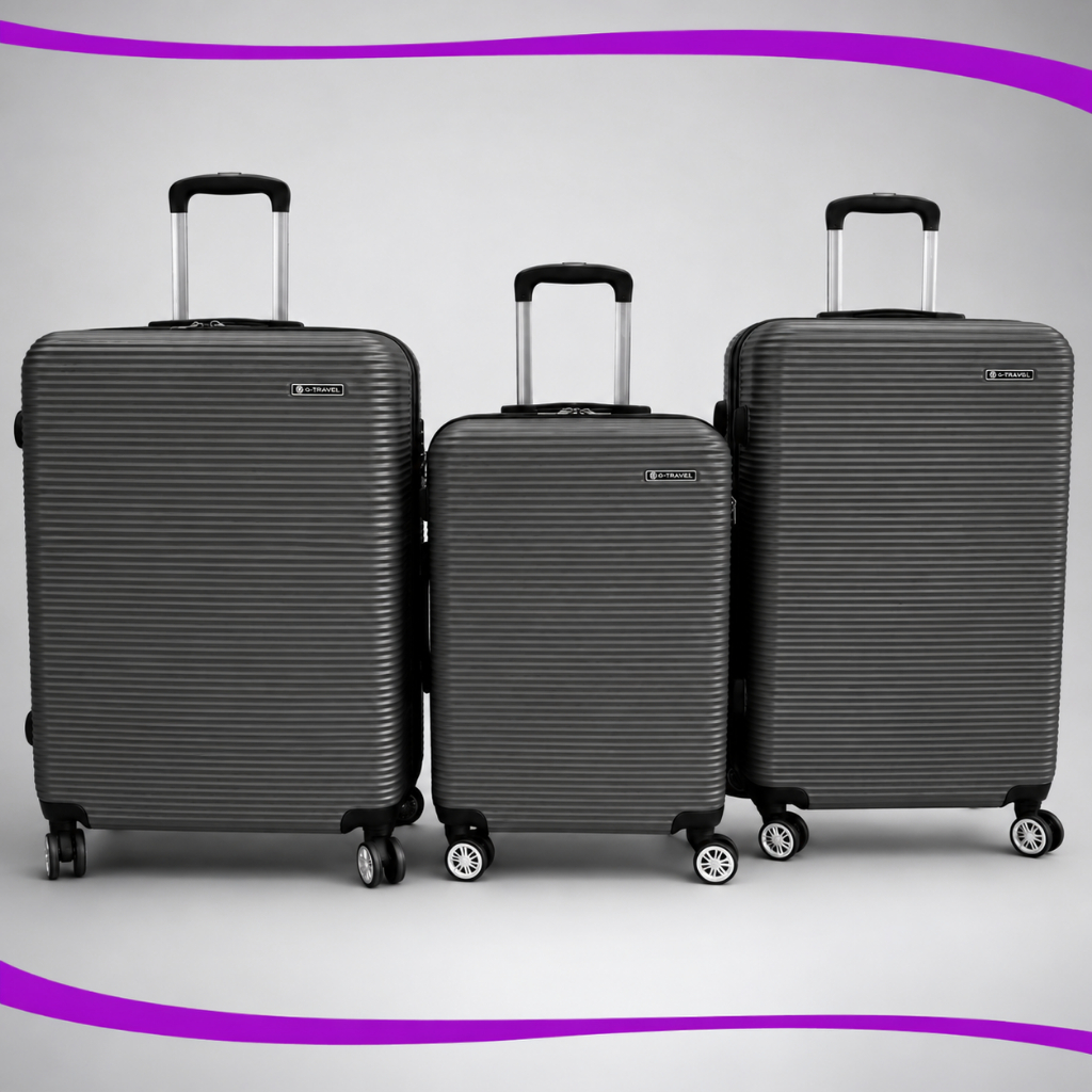Conjunto Mala Viagem Bordo Zíper  Rígida Rodinhas 360 3 Peças Cadeado Alaska Resistente