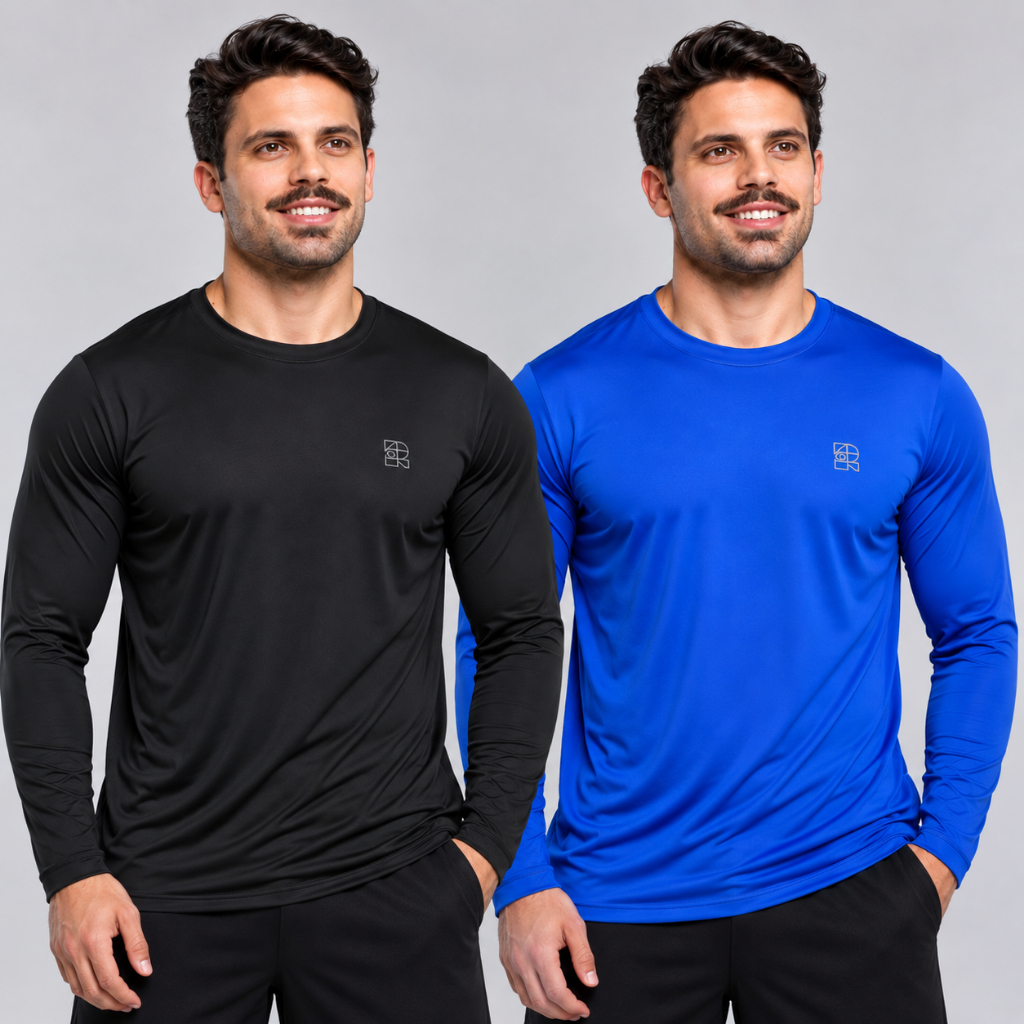 Kit 2 Camisas UV 50+ Masculina Manga Longa Segunda Pele Proteção Solar Térmica Dry Fit Praia Academia Corrida Esporte