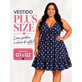 Vestido Feminino Plus Size Decote Elegante Soltinho Disfarça Barriga