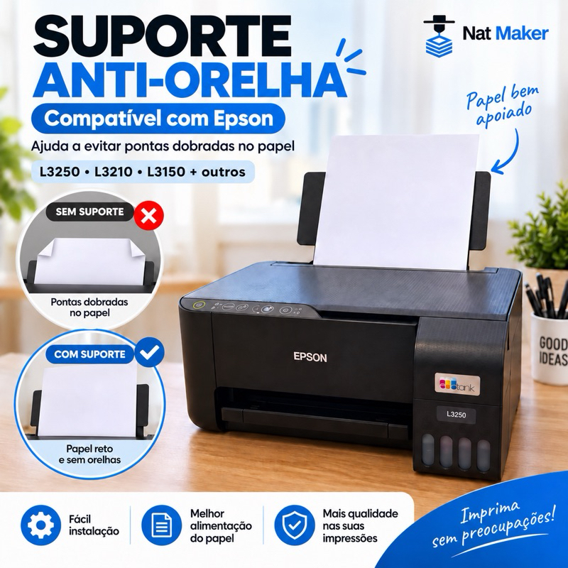 Suporte Adaptador Anti-Orelha para Impressora Epson L1250 L3110 L3150 L3210 L3250 L5190 L5290 L5590