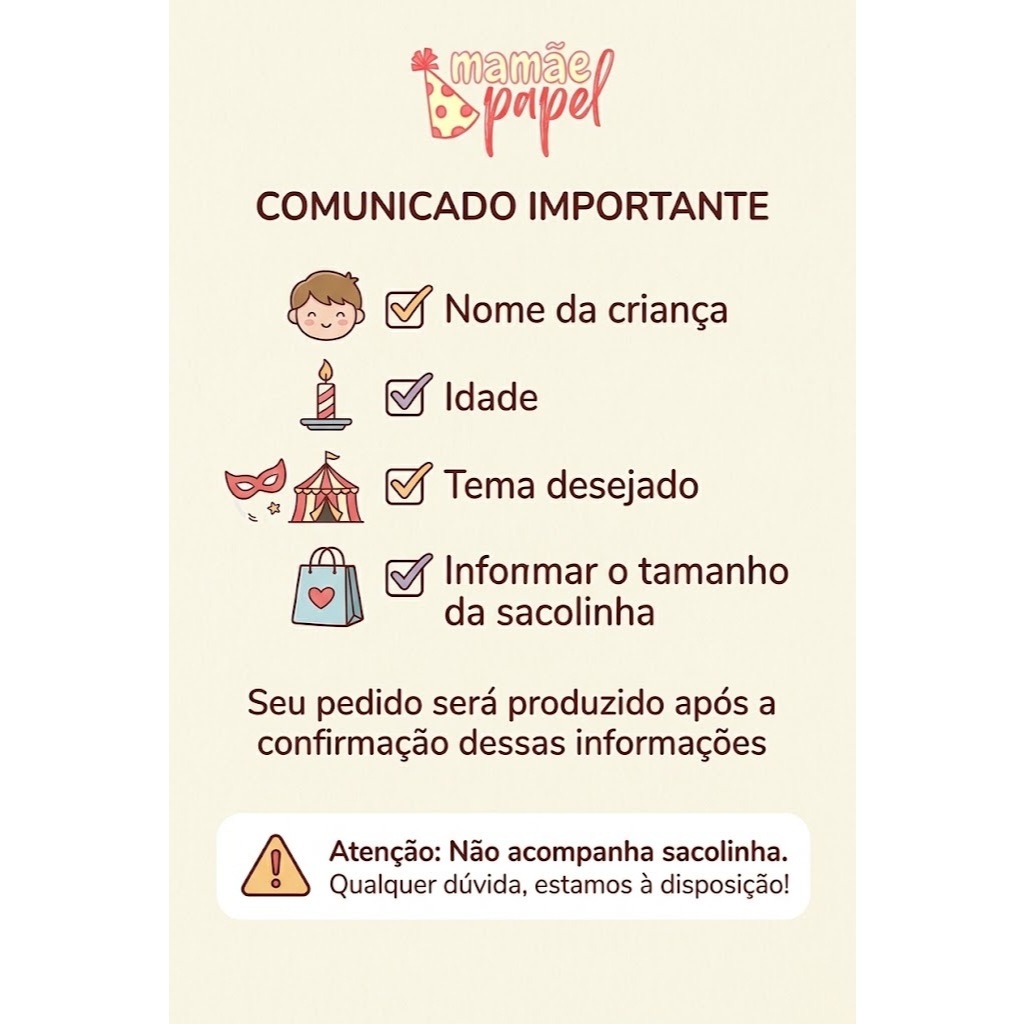 Adesivo para sacolinha transparente CEREJA + tag com correntinha — imagem 2 de 2