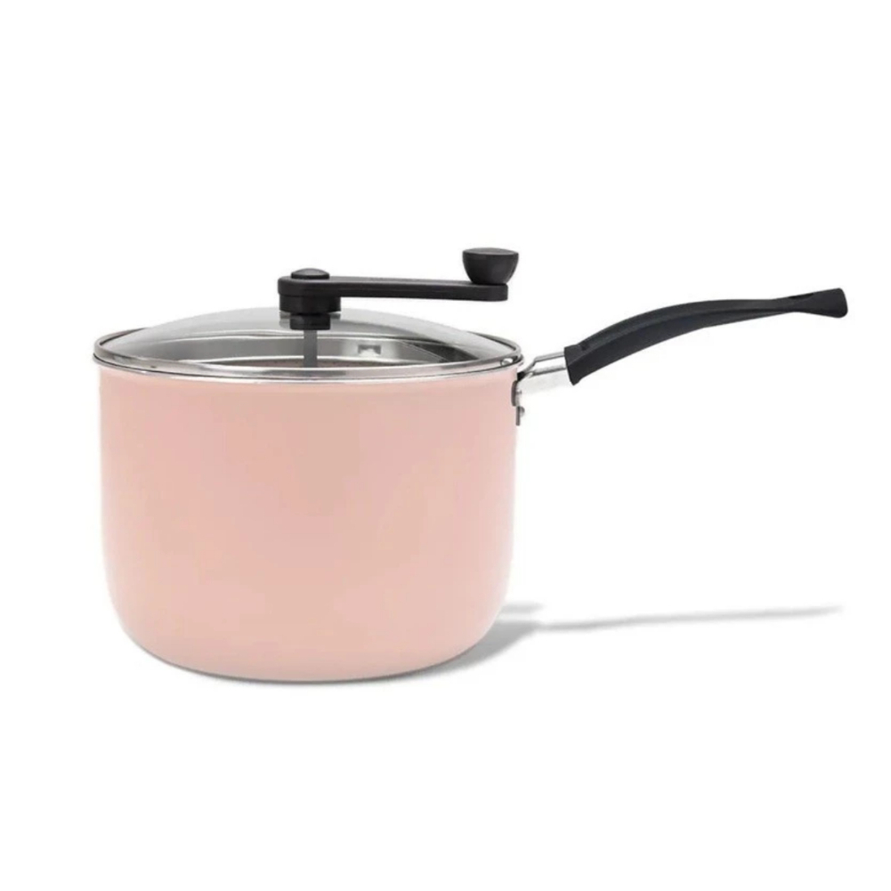 Panela Pipoqueira Brinox Antiaderente Cerâmica Pro Ceramic - Tampa de Vidro com Mexedor Manual, Sem PFOA