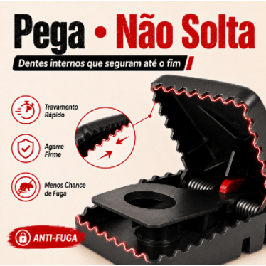Ratoeira Grande Reforçada com Gatilho Ultrassensível e Mola Dupla - Kit 5 Plástico Forte para Cozinha e Garagem
