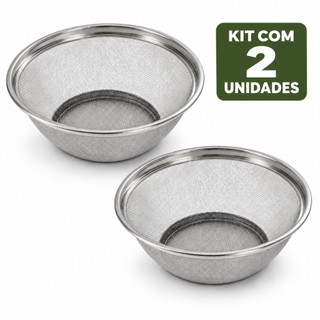 Escorredor de Salada Aço Inox 25cm Malha Fina Cesta para Frutas Legumes Massas Cozinha- Kit com 2 unidades