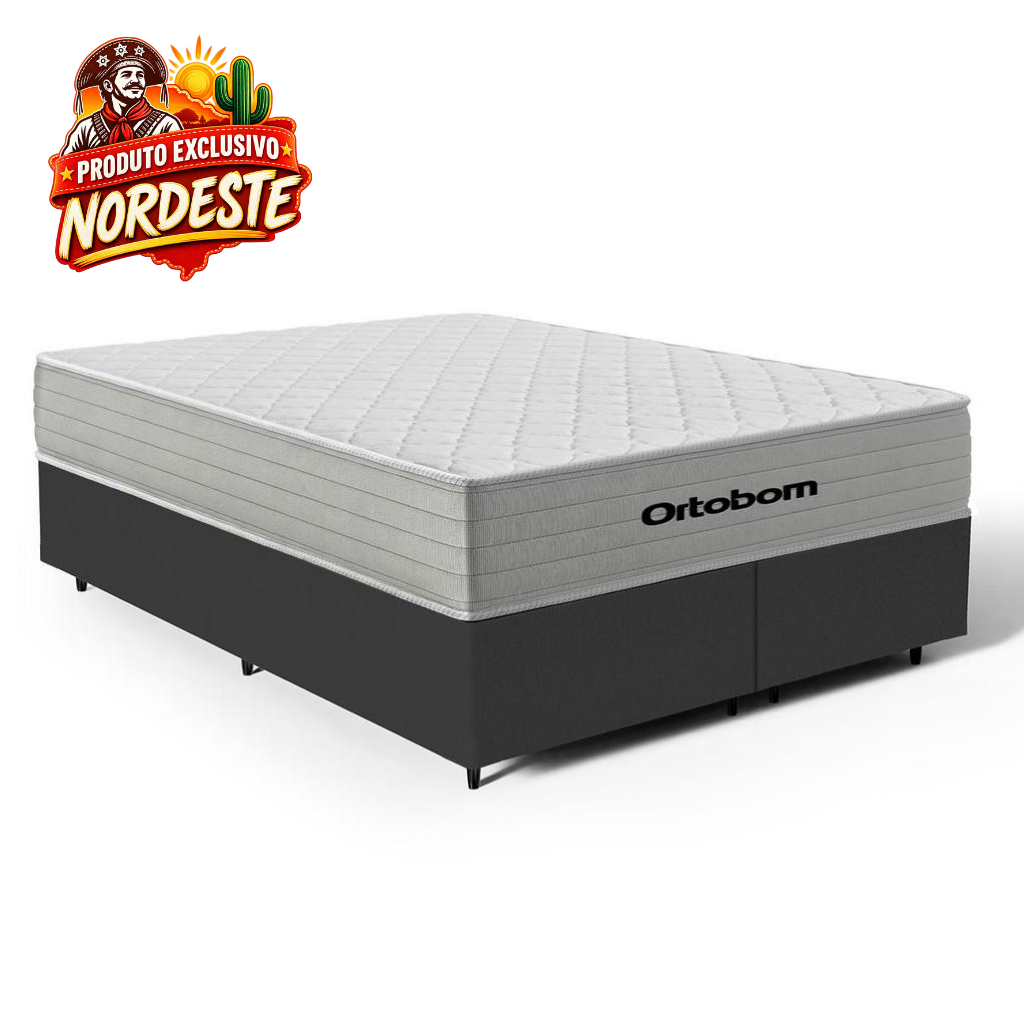 Cama Box Queen com Colchão de Mola Ensacada Ortobom Plenno 158x198x64cm