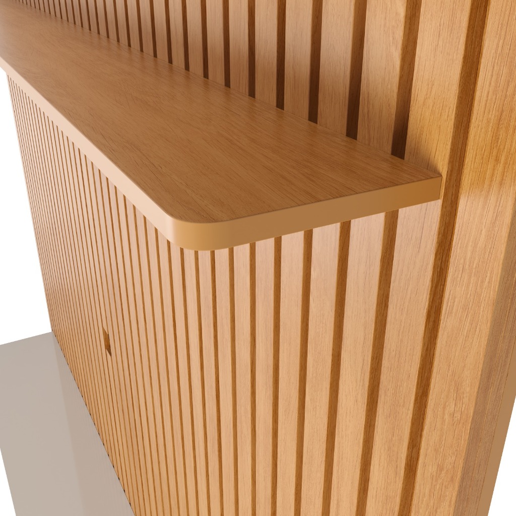 Painel Home Detroit Ripado TV 160x220cm Prateleira Nicho Gaveta Design Moderno Elegante - AV — imagem 2 de 2