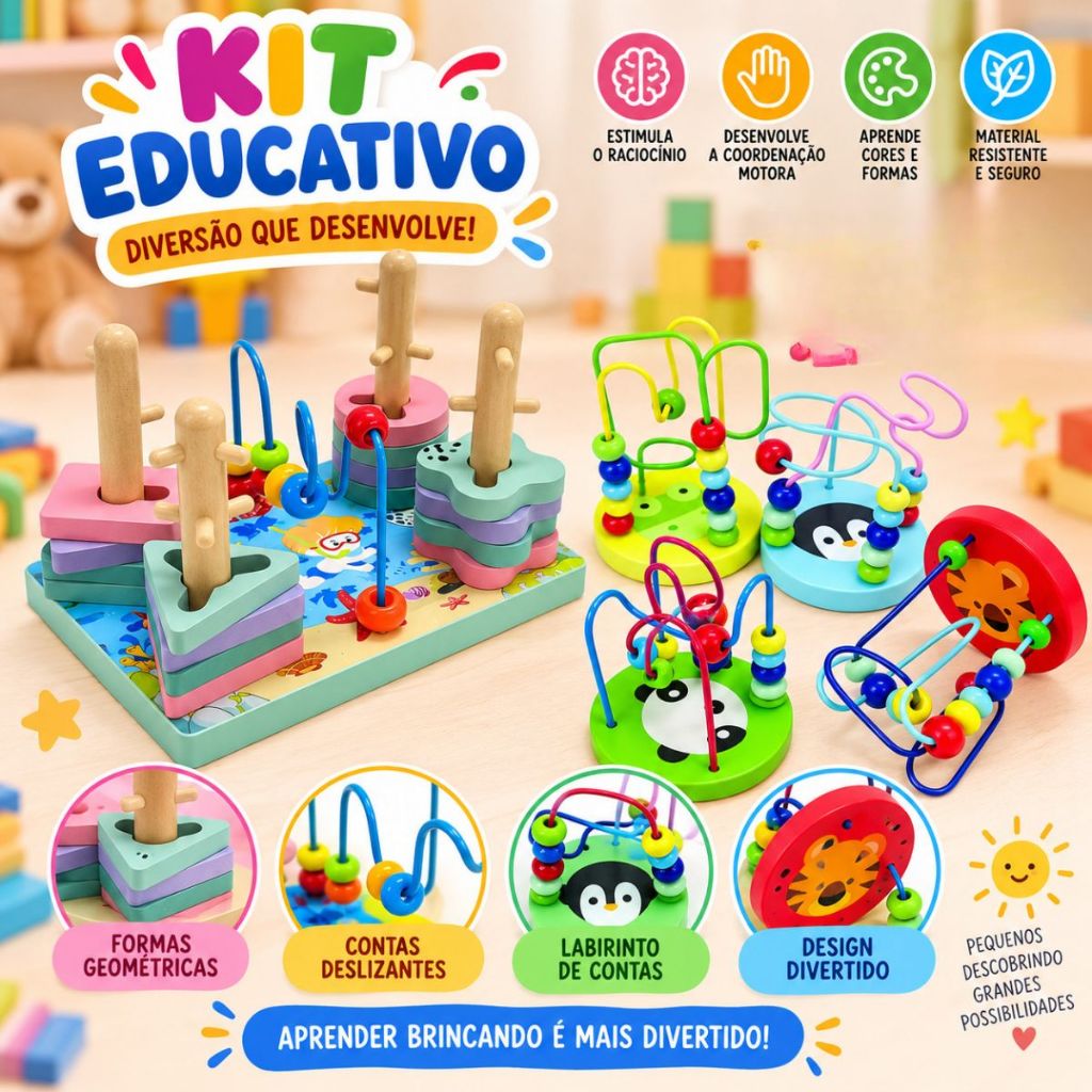 Brinquedo Aramado Divertido Pedagógico Método Montessori Cores e Formas
