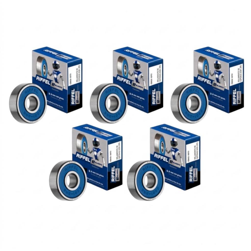 Kit Rolamento Moto YBR / FACTOR 125 Roda Dianteiro + Traseiro + Coroa - Riffel.