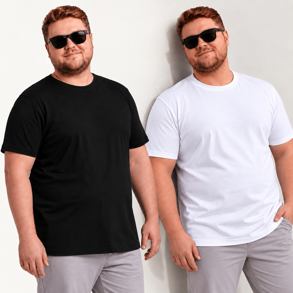 Kit 2 Camisetas Lisa Básica Plus Size Tamanho Grande Masculina Algodão G1 G2 G3 Qualidade Premium Diversas Cores