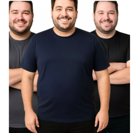 Kit 3 Camiseta Masculina Plus Size Casual Moda Esportiva Fit Academia  Esportes Treino Confortável