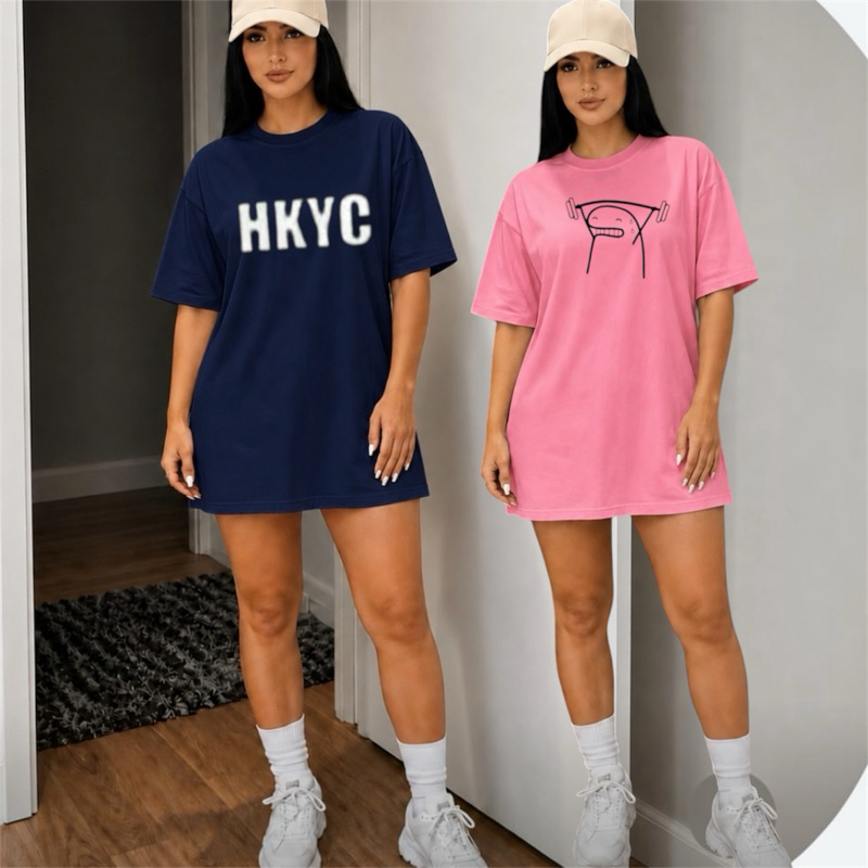 Kit 2 Camisetas - Camiseta Feminina Florck Fitness, 100% Algodão, Camiseta para Treino na Academia com Estampa