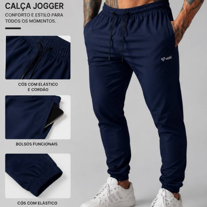 Kit 3 Calças Jogger Masculina em Tactel com Elastano | Leve, Confortável, Dry Fit para Academia, Corrida e Dia a Dia