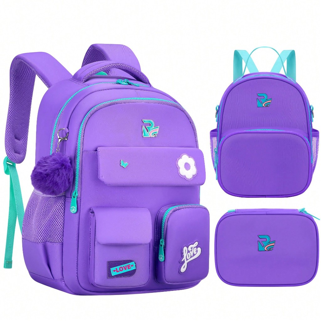 Kit 3 Mochila Grande + Mini Mochila + Bolsa Mão Conjunto Versátil para Estudantes Viagem Escola Reforçada Notebook Bolsa