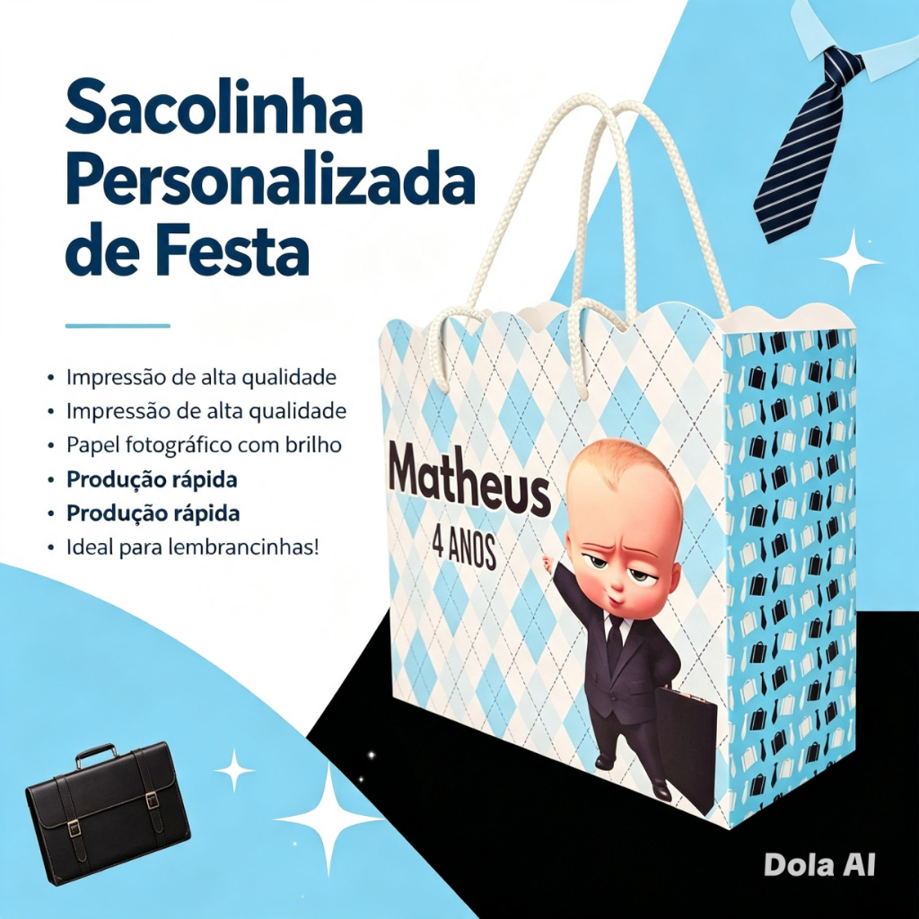 Sacolinha Personalizada Poderoso Chefinho para Lembrancinhas | Festa Infantil | Kit 05 10 15 20 25