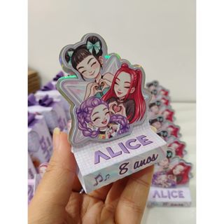 Porta Bis Guerreiras do K-pop - Caixa para bis duplo K-pop - Lembrancinha Guerreiras do K-pop