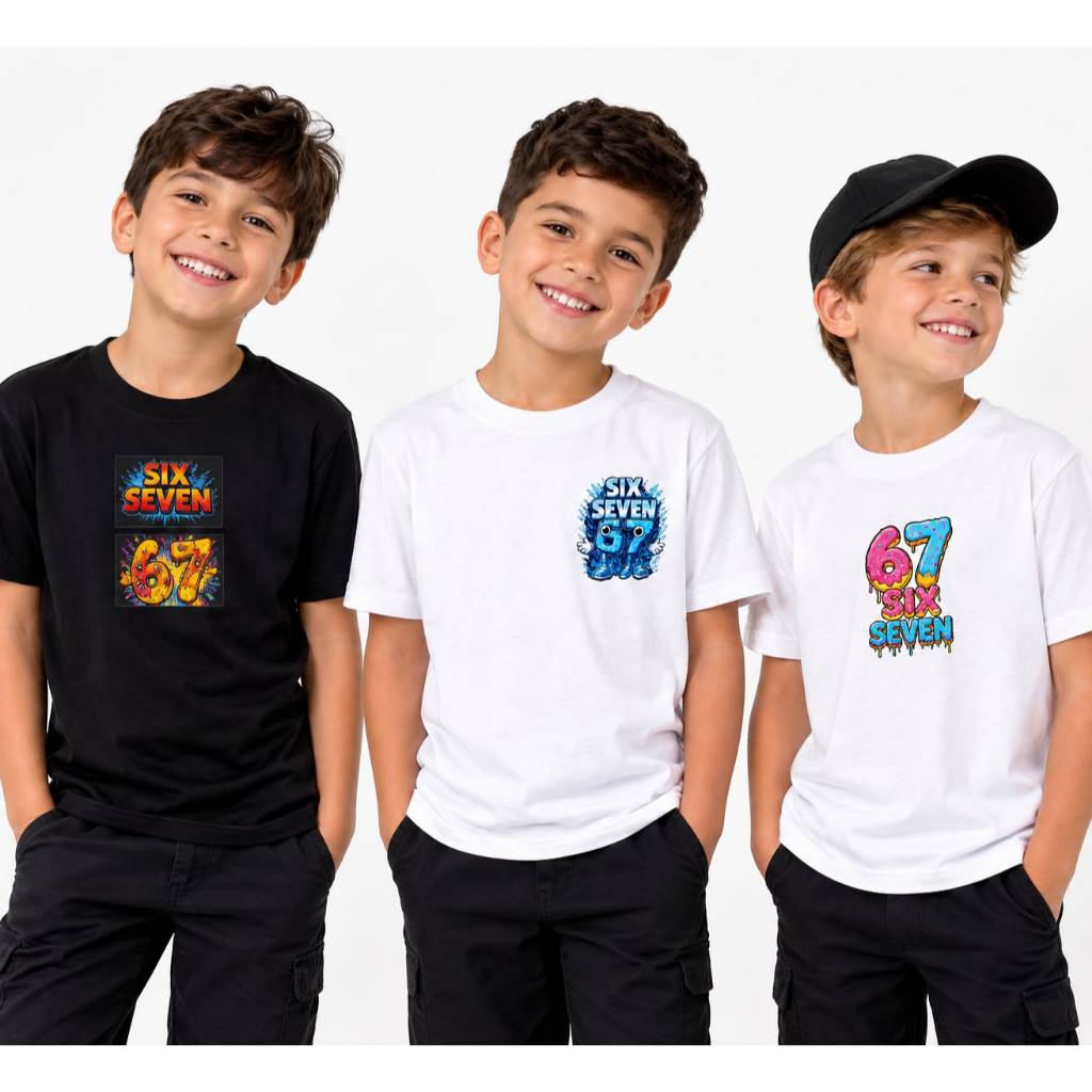 Kit 3 Camiseta Sortida Infantil Masculina Six Seven 67 – Estampada e Estilosa Premium