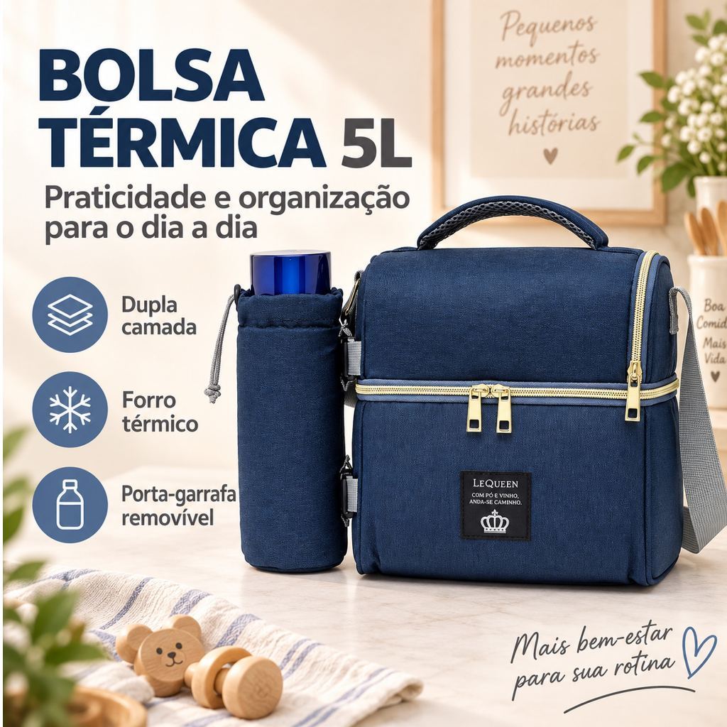 Sacola Térmica Lequeen Marmita Fitness Lanche Bolsa Transversal · foto 2