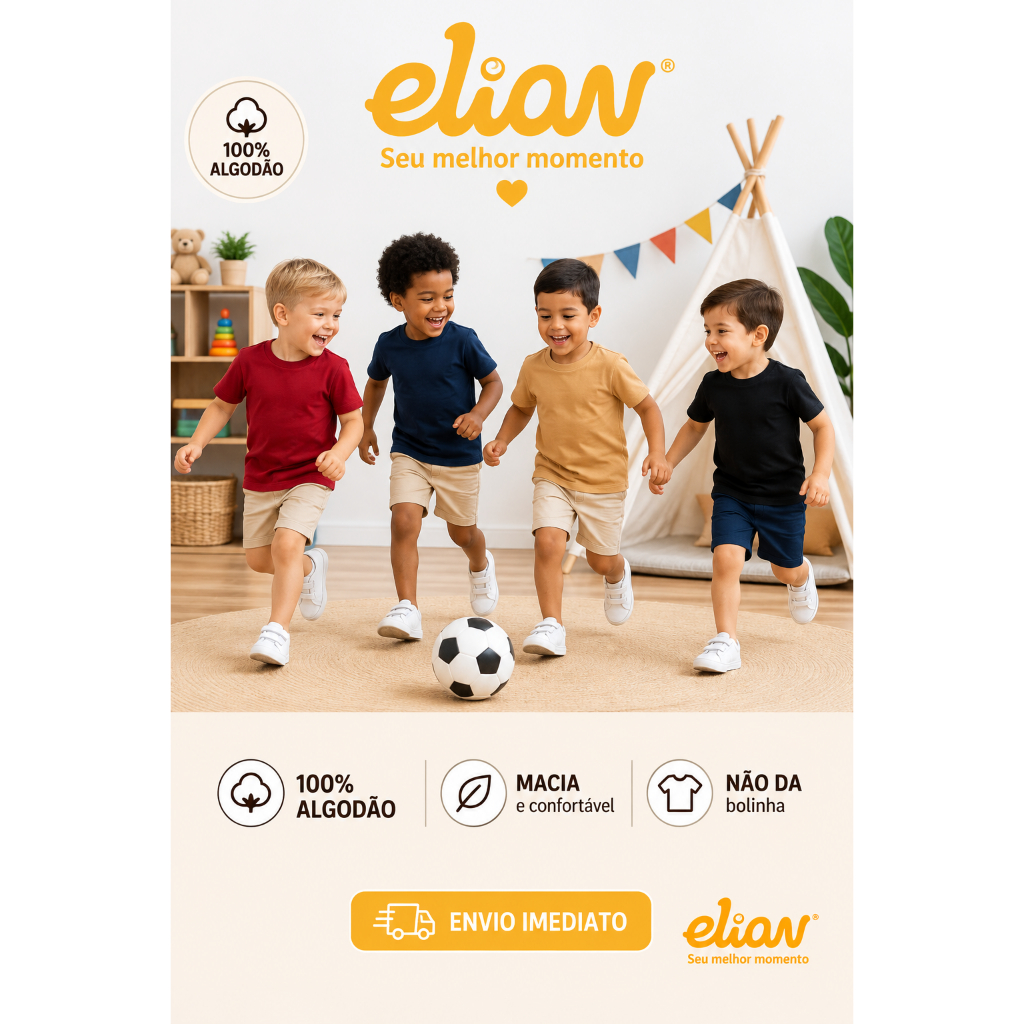 Camiseta Menino Elian ORIGINAL Camiseta Masculina infantil Camiseta Juvenil Elian Casual Passeio
