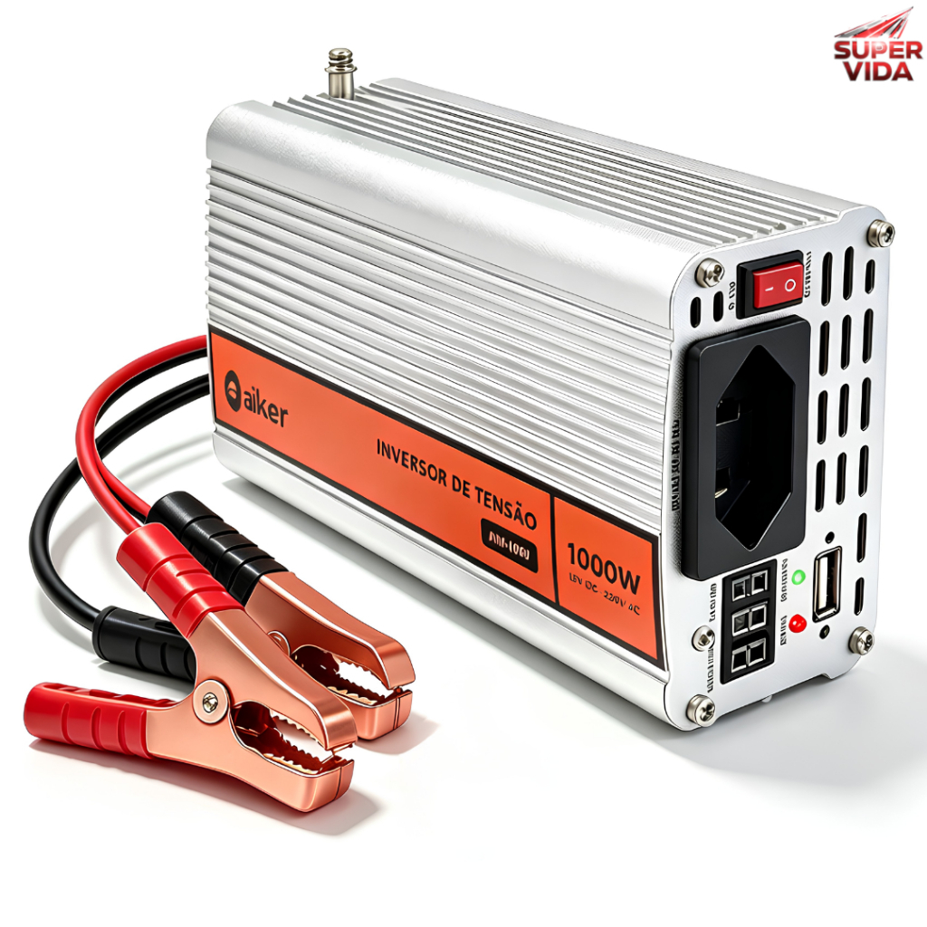 Inversor de Tensão para carro de 500/800/1000W, 110 V ou 220 V - Ideal para viagens e acampamentos.