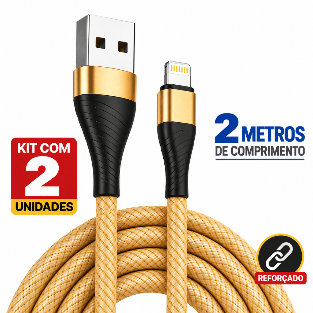 Kit 2 Cabos Carregador Celular iPhone Original Inova 2 Metros
