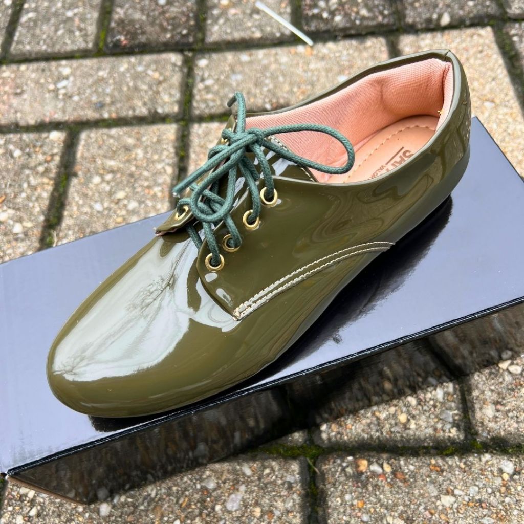 Sapato Oxford bico redondo verde escuro