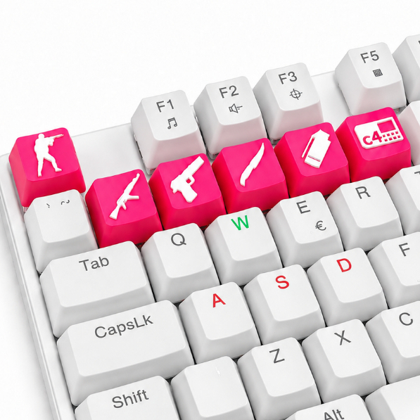 Kit 6 Keycaps CS2 CSGO para Teclado Mecânico Cherry MX Gamer Disponível em 11 Variações de Cores