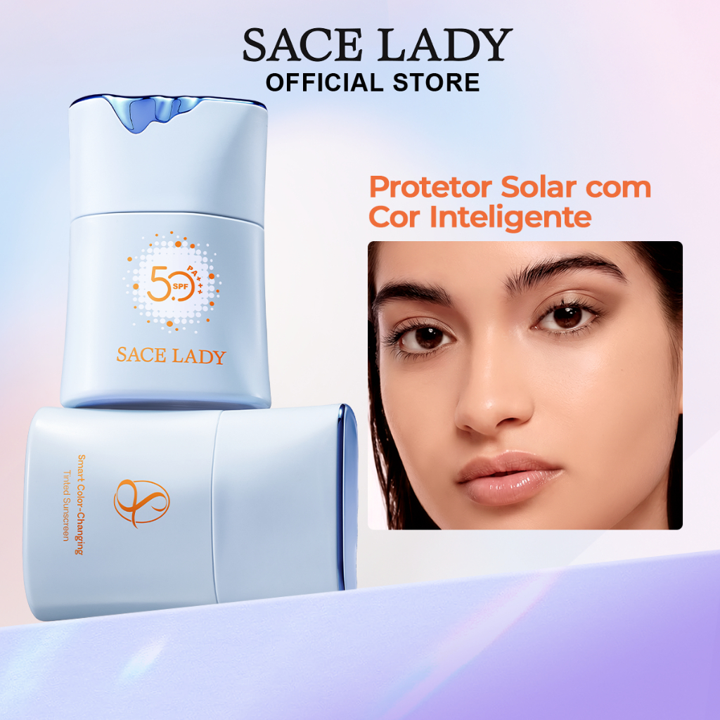 Base Líquida SACE LADY 2 em 1 FPS50 Cor Adaptável Cobertura Média Prova D'água Maquiagem