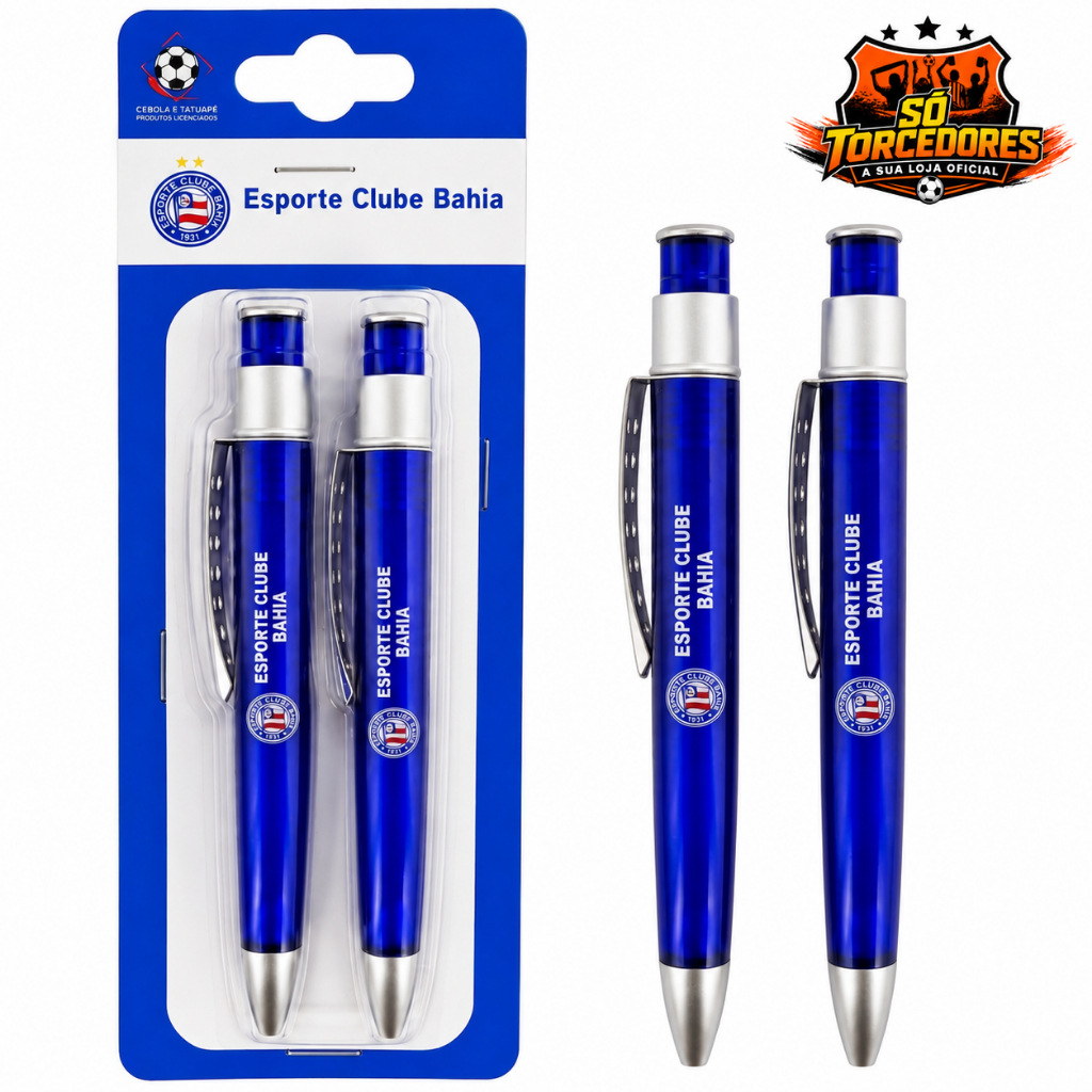Conjunto com 2 Canetas Esporte Clube Bahia Oficial Presente Torcedor