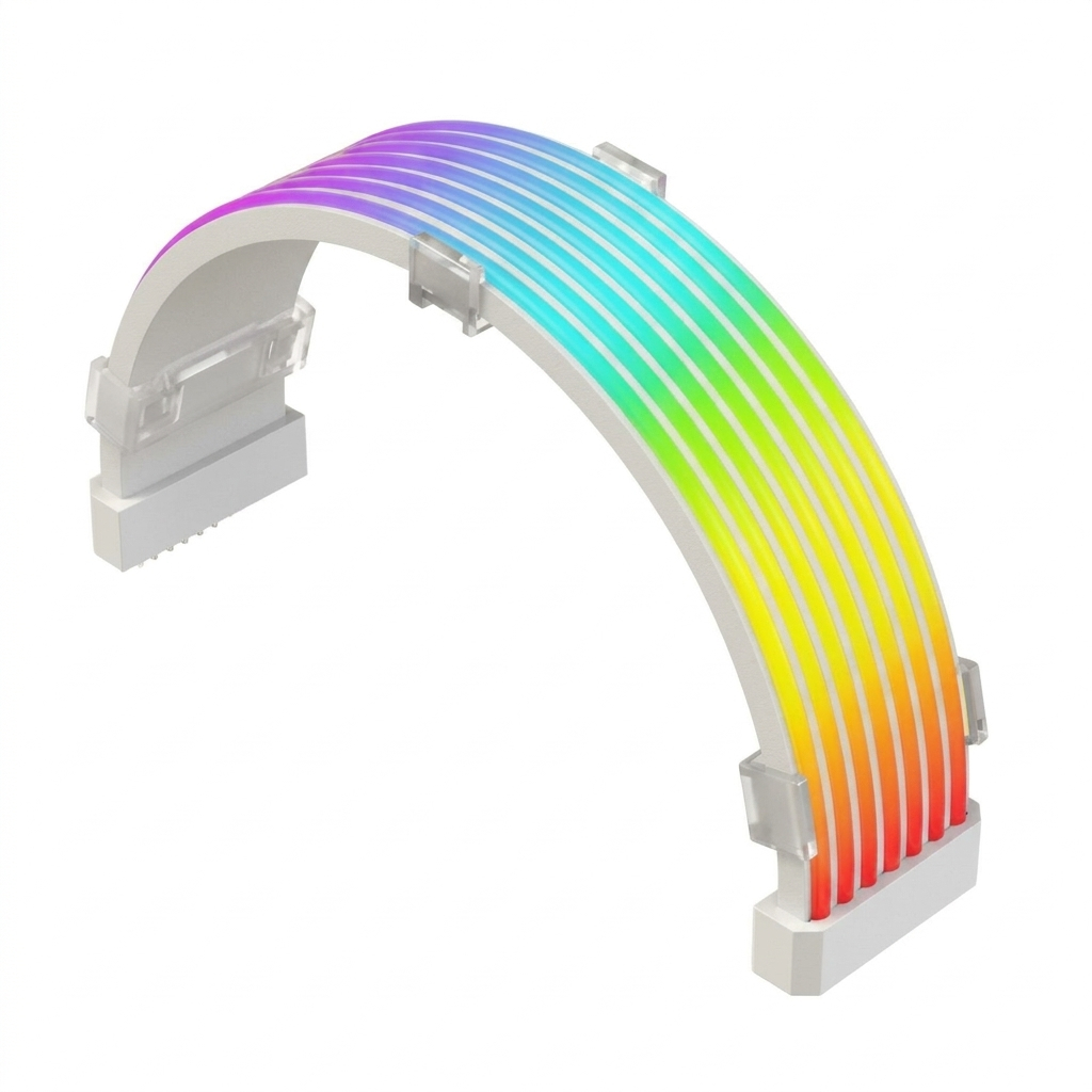 Extensor Cabo Sleeved ARGB X8 Branco Iluminação LED Rgb Gamer Gabinete