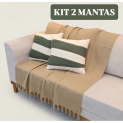 Kit 2 Mantas para sofá decorativa protetora 2,10 x 1,20 luxo