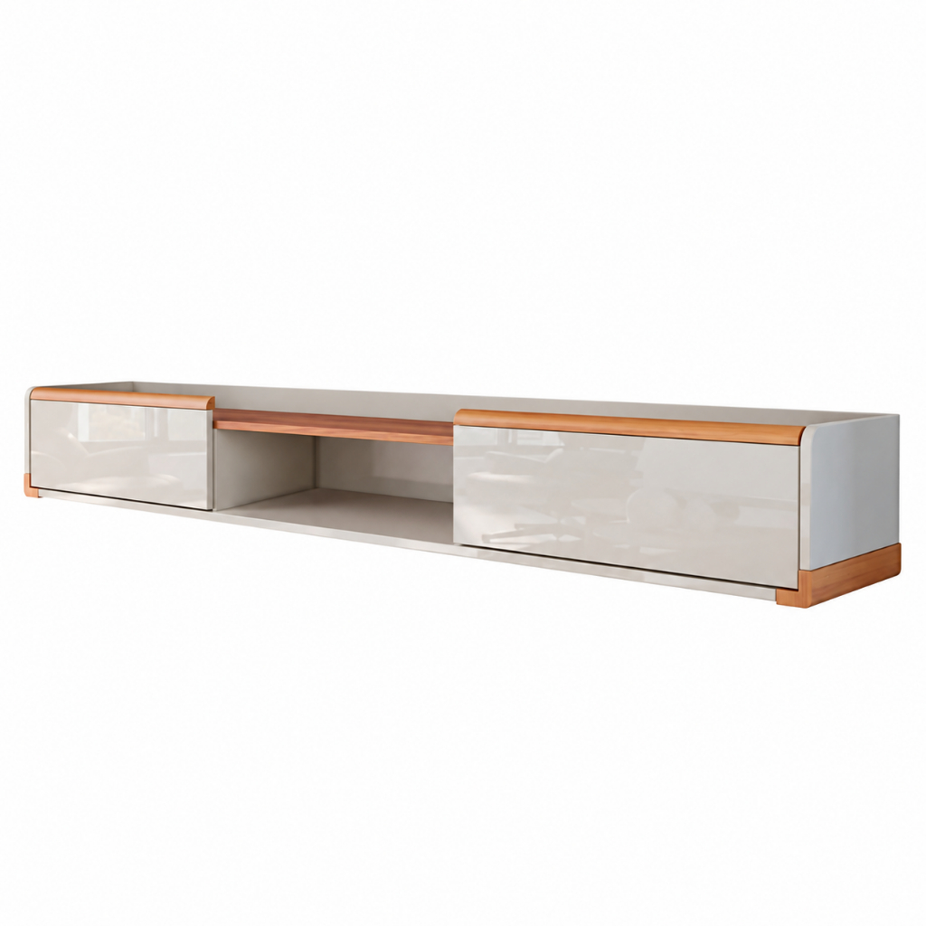 Rack Sala de Estar Para TV 75" Suspenso Atlas Movelove 2.20m MDF Off White New 2 Portas