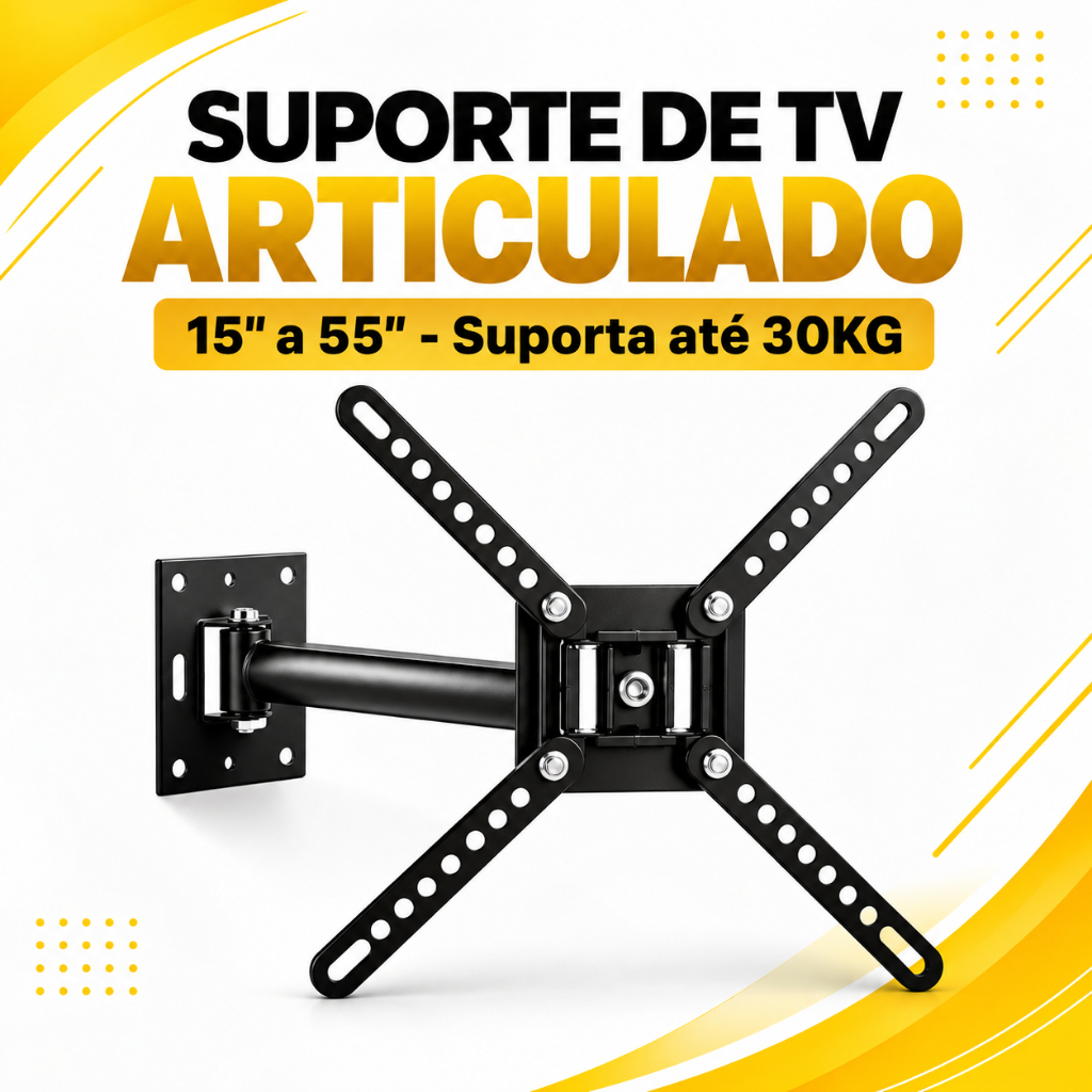 Suporte Articulado TV 15 a 55 Polegadas Universal Até 30kg Giro 180° VESA 400x400