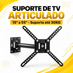 Suporte Articulado TV 15 a 55 Polegadas Universal Até 30kg Giro 180° VESA 400x400