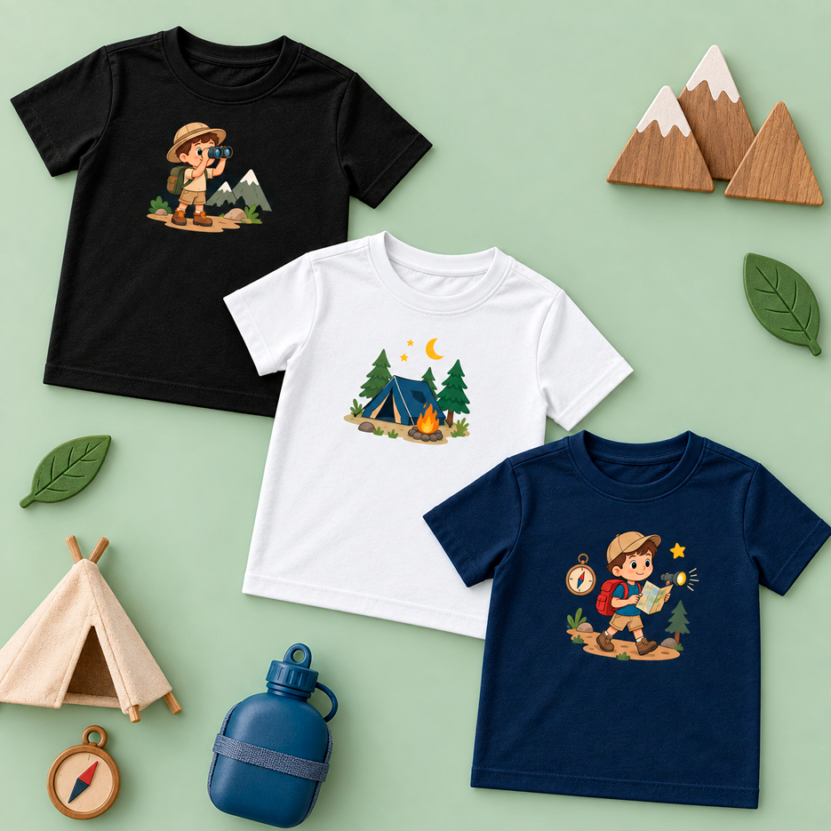 Kit 3 Camisetas Masculina Infantil Juvenil Estampadas Aventureiros | T-Shirt Menino Moderna Casual Algodão