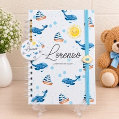 Caderneta de Saúde Personalizada Bebê | Capa Dura | Fundo do Mar | Vacina | Modelo Simples e Completo
