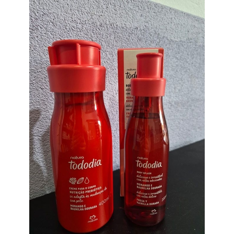 Tododia Morango e Baunilha Dourada Creme Corporal 400ml + Body Splash 200ml