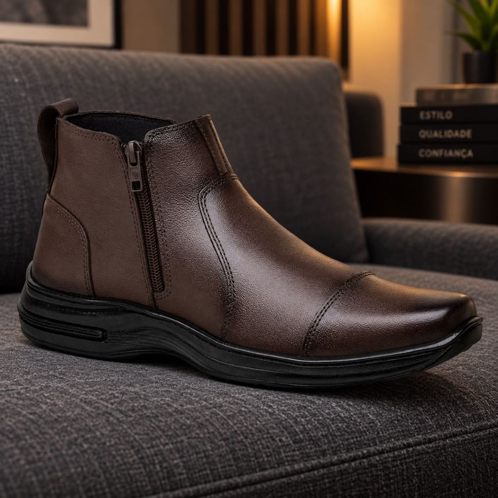bota social ortopédica de couro botina masculina confortável