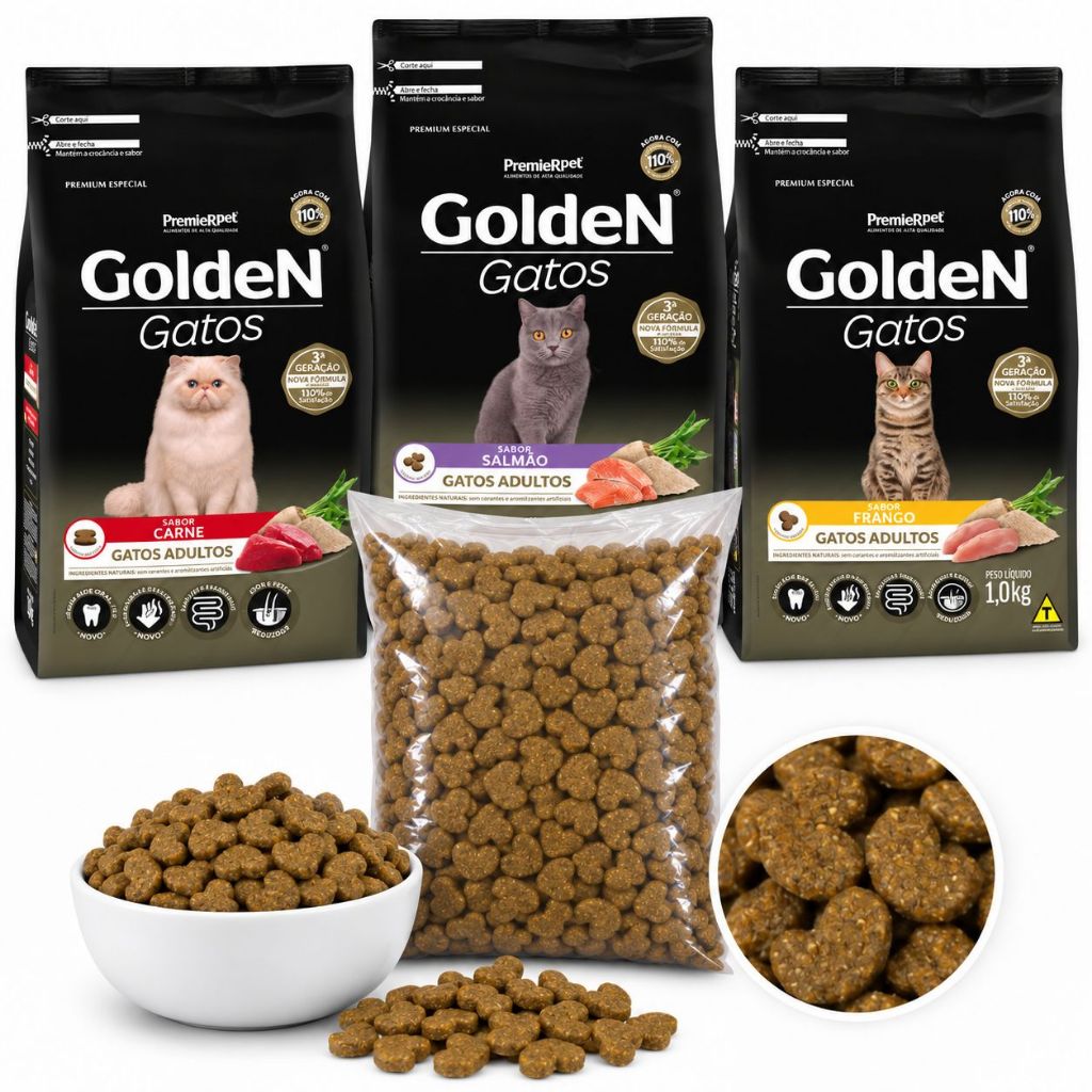 A Granel 1kg Ração Para Gato Adulto Golden Premier Pet