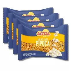 Kit 4Un Milho para Pipoca Alta Expansão Agtal 400g Enova
