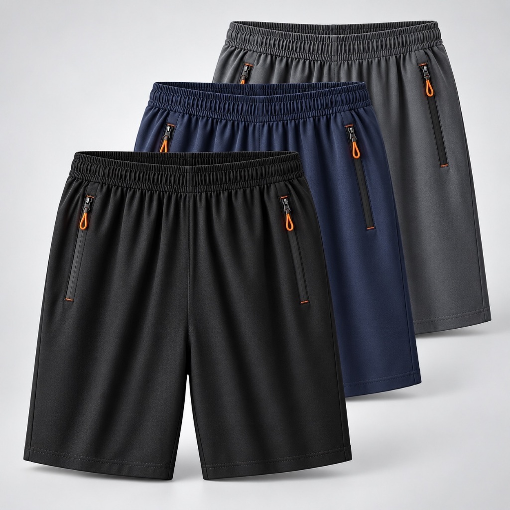 KIT 3 Bermudas Dry Fit de Alto Padrão Premium Casual Academia e Treinamento Externos e Internos