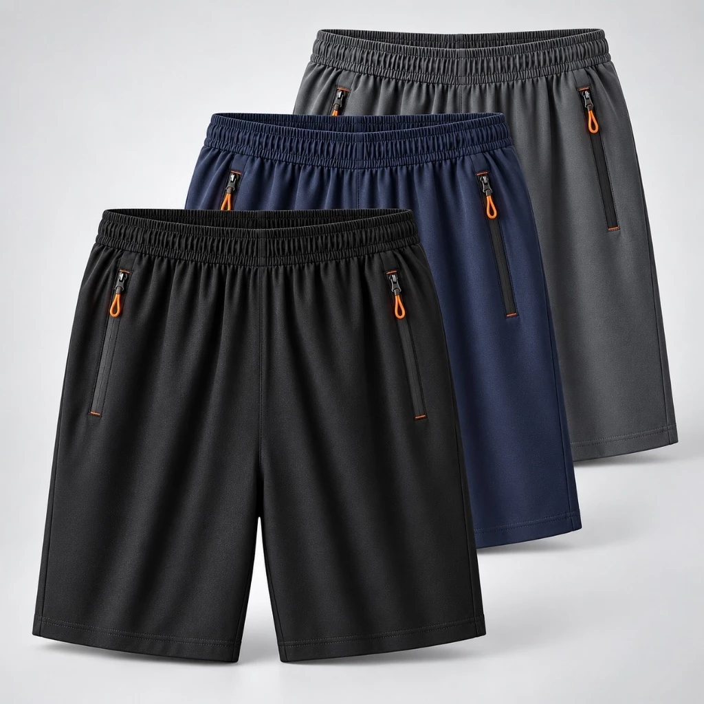 KIT 3 Bermudas Dry Fit de Alto Padrão Premium Casual Academia e Treinamento Externos e Internos