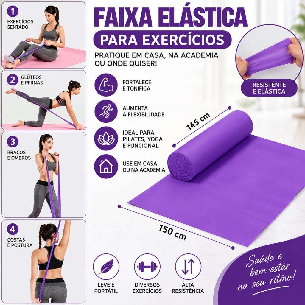 Faixa Elástica Para Exercícios Multi-funcionais Para Fisioterapia Yoga Alongamento Pilates