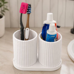 Kit Porta Escovas de Dente Duplo Design Moderno para Banheiro Organizado Minimalista e Clean