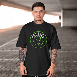 Camisetas Masculina Boston Celtics em neon  100% Algodão Gola Redonda Estampado 2026 tecido confortavel